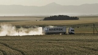 Maersk truck going through a field
