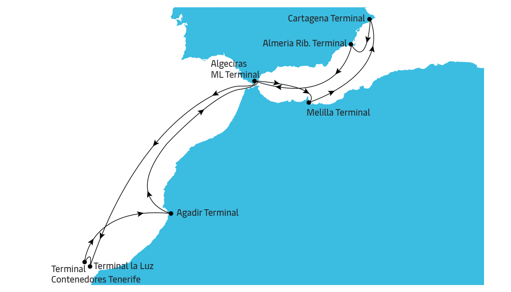 Z03 Canary Agadir Melilla map