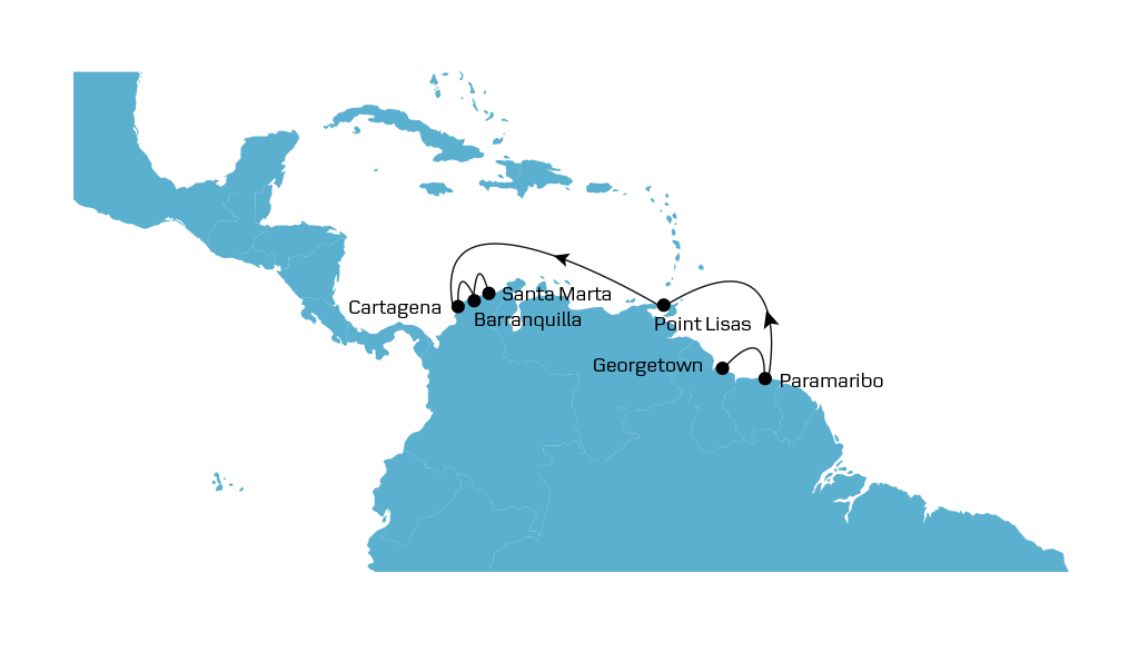 Calypso Feeder Westbound map